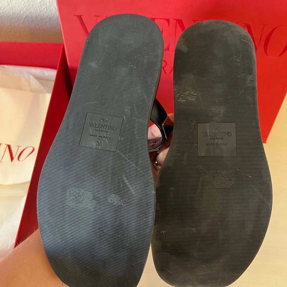 Valentino Black Sandals with Gold Studs - Picture 5 of 8